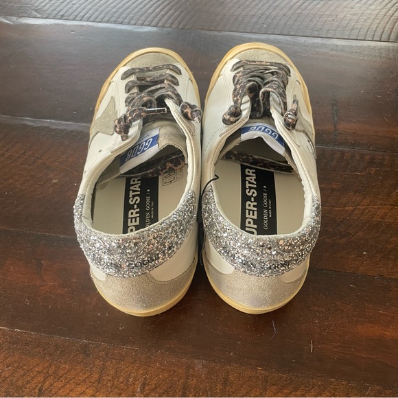 NWT Golden Goose Superstar Sneakers Glitter Heel Leopard Laces size 39/US 9 - Picture 5 of 14